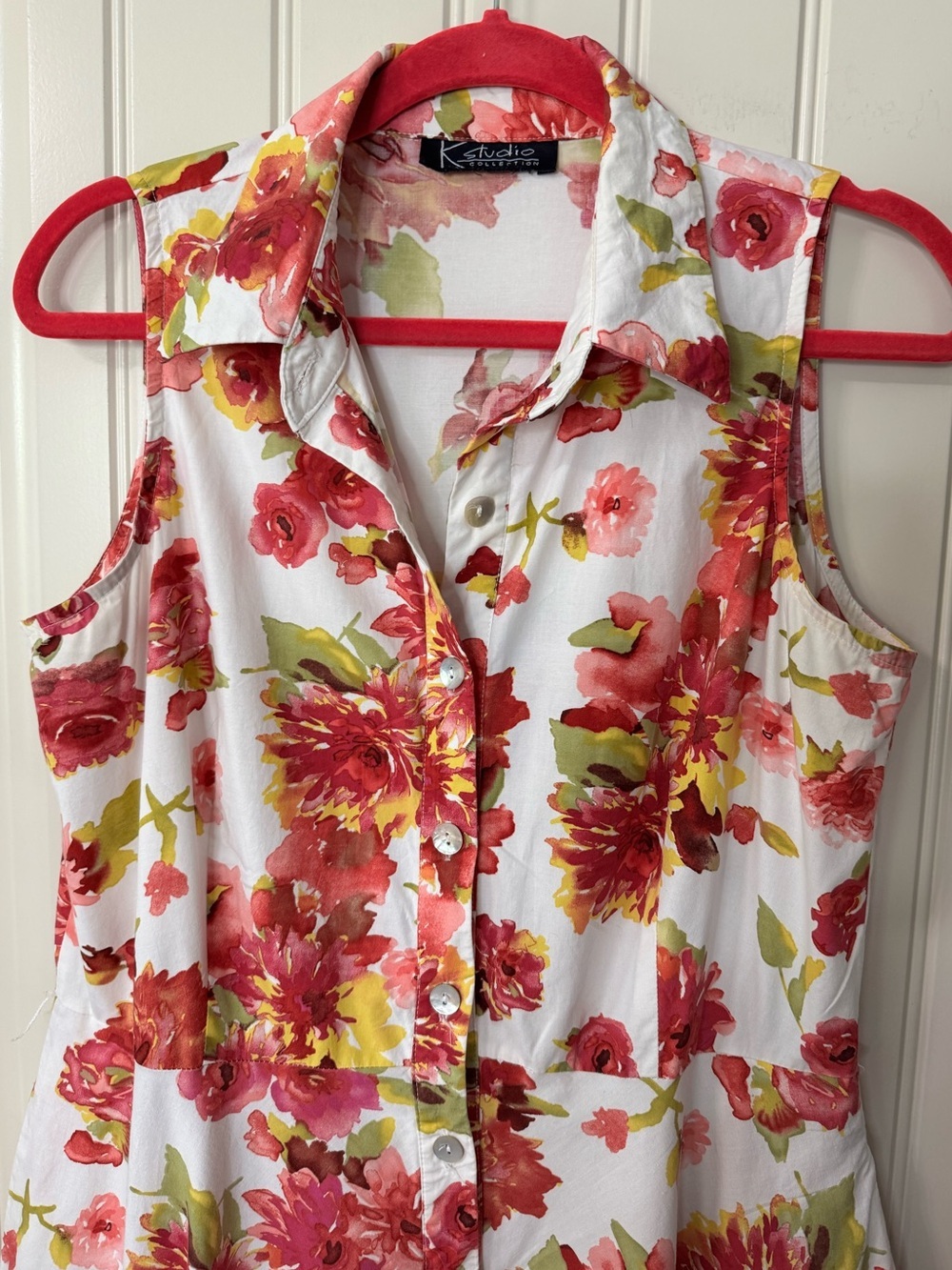 K STUDIO 💐 Floral Collared Midi Dress, Button Front, Pockets (Women’s Large) - Picture 4 of 9